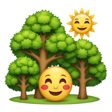 create me a good morning emoji with trees, the sun, and animals happy  sticker
