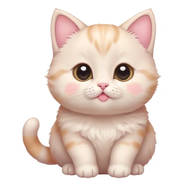 Cinematic chubby pastel kitten, big round eyes full of wonder, tiny paws reaching up, soft fluffy fur glowing in warm light, delicate heart-shaped nose, irresistibly cute and snuggly. sticker