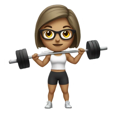 White Sports Girl with short hair glasses holding barbell sticker