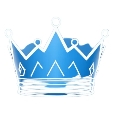 side view of a plain blue blueprint plan with a simple sketch of a crown in white lines sticker