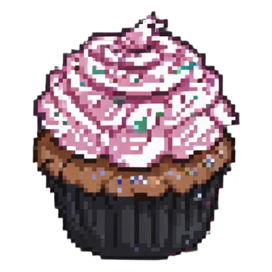 pixel art cupcake with pink icing sticker