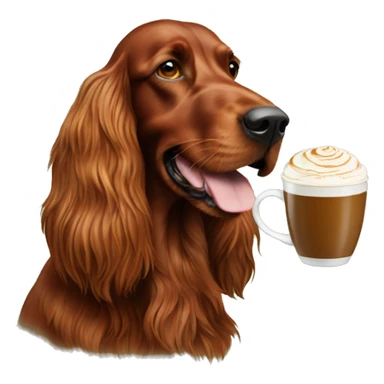 Happy Irish setter with cappuccino  sticker