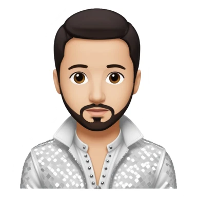 AJ McLean from Backstreet Boys with dark brown hair, white sequin outfit sticker