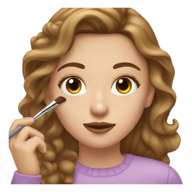 White girl with Brown hait doing makeip sticker