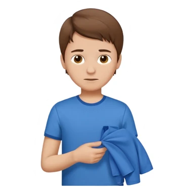 boy  brown hair folding clothes sticker