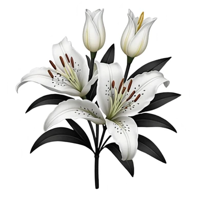 black and white lillies outline sticker