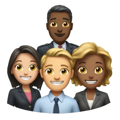 four office friends saying hurrah sticker