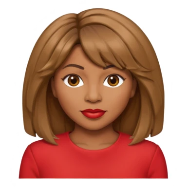 Tina Turner with long light brown hair, red outfit sticker