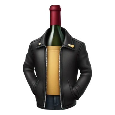 Wine bottle wearing a leather jacket sticker