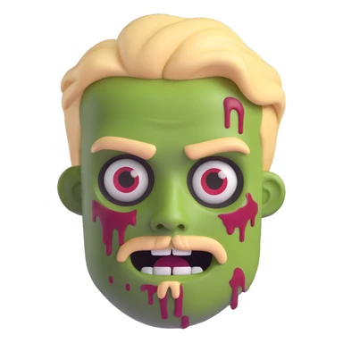 Transform this cartoon 3D emoji style man into a zombie with blonde hair and a goatee, keeping the same cartoon 3D emoji style and details consistent. sticker