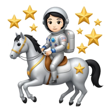 astronaut on horseback with stars in background sticker