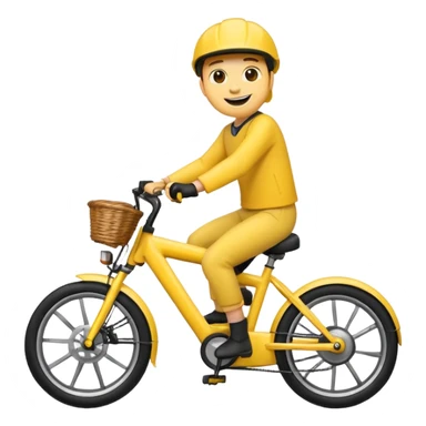 An Emoji riding on a e-bike wheeling sticker