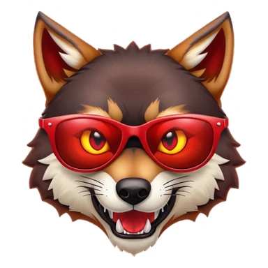 Evil Scary Red Wolf wearing sunglasses sticker