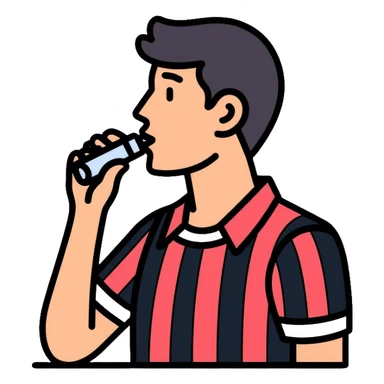 referee blowing a whistle, wearing striped shirt sticker