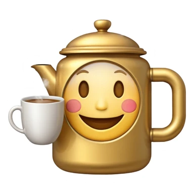 a clock emoji holding a cup of tea and laughing sticker