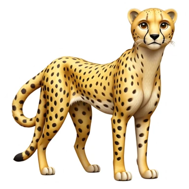 cinematic-cheetah-realistic-full-body-standing-emoji,-slim-and-athletic-frame-poised-for-action,-long-tail-curving-slightly,-head-tilted-dramatically,-sleek-golden-fur-with-black-spots,-piercing-amber-eyes,-simplified-yet-realistic-focused-features,-highly-detailed,-glowing-with-an-almost-sarcastic-glow sticker