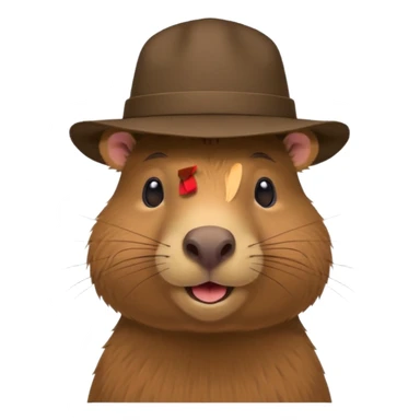Capibara with a hat on the corner of his head sticker