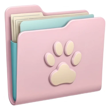 a pastel folder of documents with a pawprint on it sticker