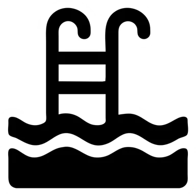 swimming pool, solid black filled icon, bold shape, no color sticker