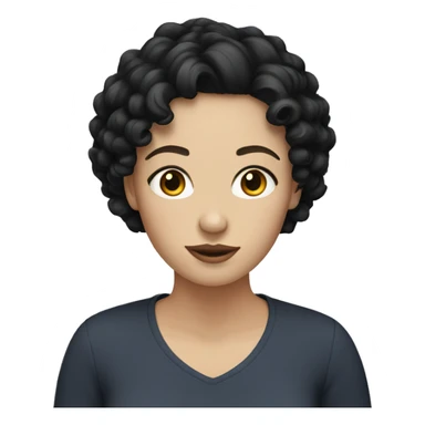 White woman with black short curly hair sticker