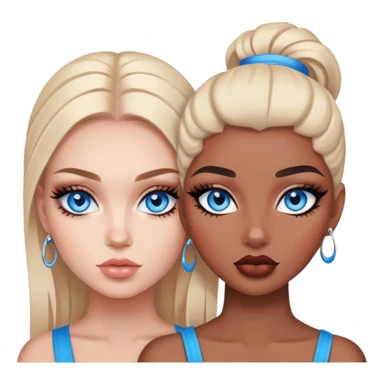 Boujy baddie best friends blue eyes, trendy makeup sticker