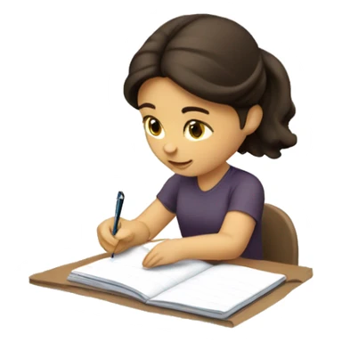 Brunette writing in notebook sticker