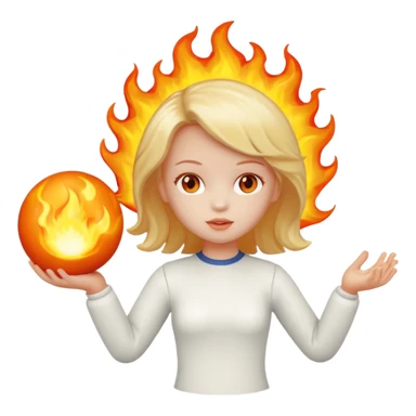 Faça uma boneca jogando carimba, em que a bola que ela está segurando está em chamas sticker