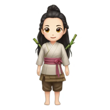 Petite Nezuko avec un bambou sticker