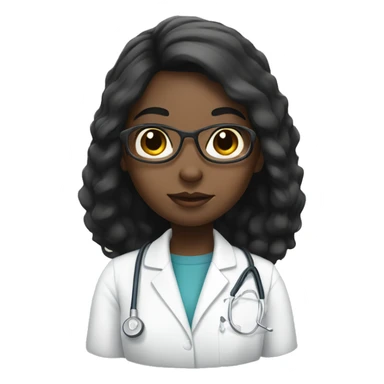 Black hair girl with white skin studying medicine sticker
