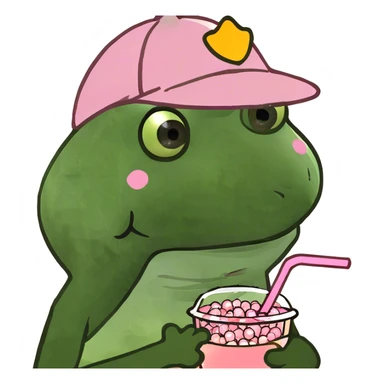 Pink drink with boba sticker
