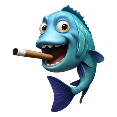 Fish smoking cigar sticker