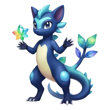 Rainbow crystalic Shiny pastel Nebulae Salandit-Meowstic-Noibat-Fakémon-hybrid-creature (full body)  sticker