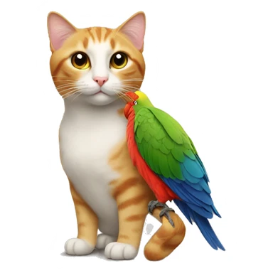 Cat with a parrot on its back  sticker
