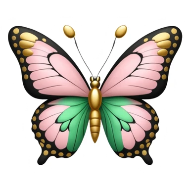 powder pink, gold, black & green butterfly sticker