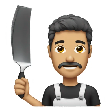 man cutting his own hair sticker