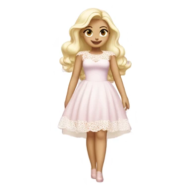 Thick white blonde coquette dress, light pink cloth and white lace sticker
