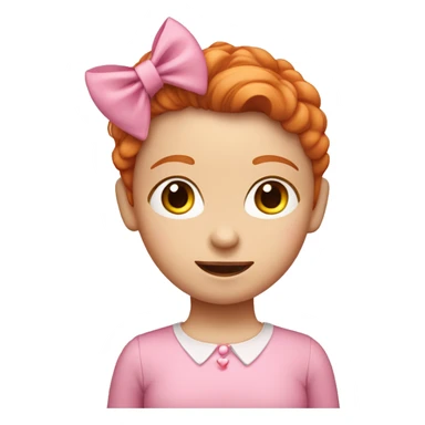 a ginger haired girl with a pink long sleeved top and a pink bow in hair  sticker