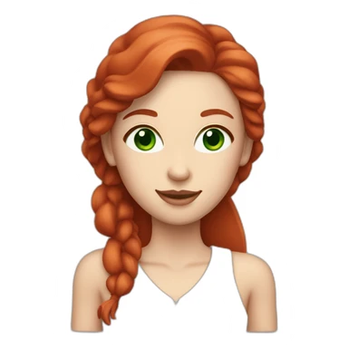 white skin red hair green eyes woman holding meat sticker