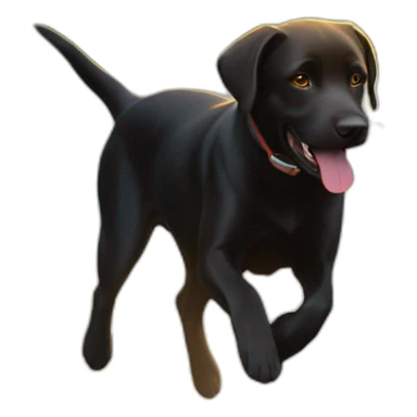 Black Labrador runs and the sun shines behind sticker