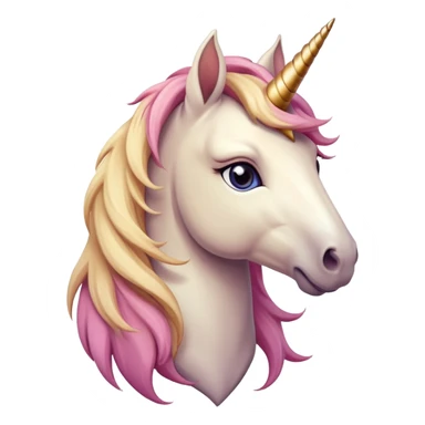 head of an anthropomorphised female unicorn horse, looking directly ahead, relaxed pose sticker