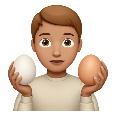 A face holding two eggs sticker
