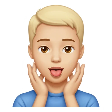 Person with both hands touching there neck, tounge out  sticker