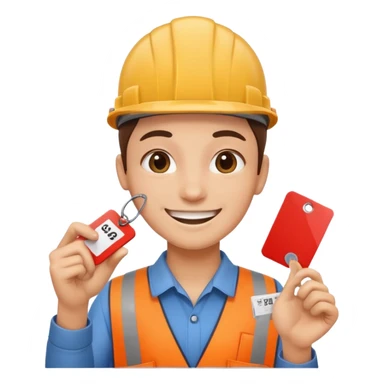 pricetag with an  worker sticker