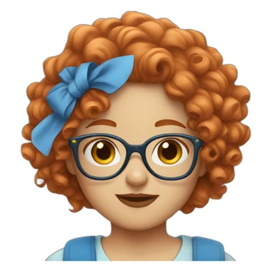 girl with curly red hair and blue glasses glasses sticker