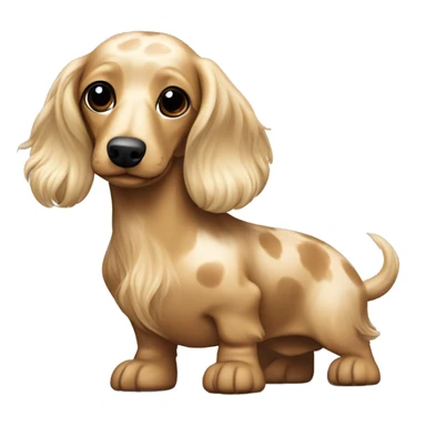 Fullbody Longhair cream shaded piepald dachshund with some beige spots on the back sticker