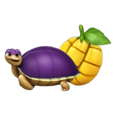 aubergine sur une tortue avec une tete de mangue sticker