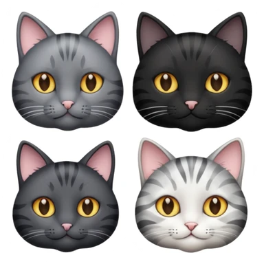 one black cat one gray cat one gray and white cat sticker