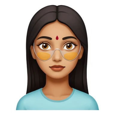 make an emoticon of a woman that has gel-like under eye patches of skincare of transparent color and make the woman slightly indian with only skintone and hair and no other such element and make the patches slightly bigger sticker