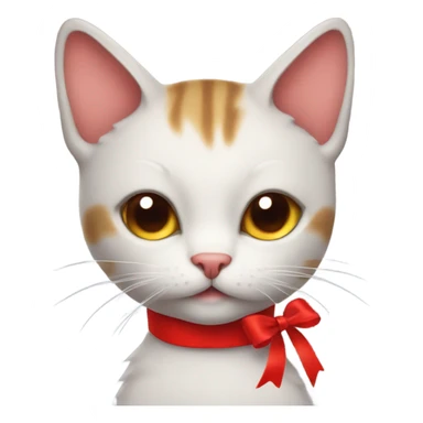 Cat with red ribbon sticker