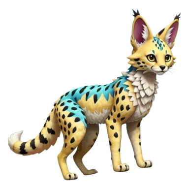Epic complex detailed realistic aesthetic-scenic-Fakémon-Trico-Sergal-Serval-Vernid-creature sticker